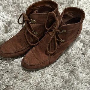 Women’s faux suede lace up booties
